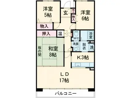 ダイヤカルムB(3LDK/4階)の間取り写真