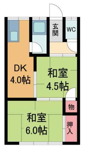 清和荘(2DK/1階)の間取り写真