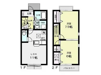 森の館I(2LDK/1階)の間取り写真