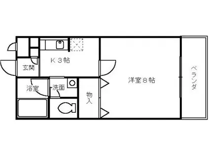 ボヌール鳳2(1K/1階)の間取り写真