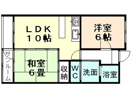 ジュビレ花椿(2LDK/1階)の間取り写真