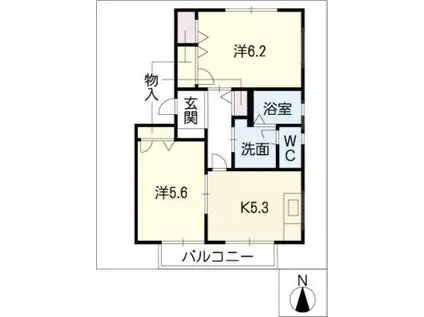 AZUR B棟(2K/1階)の間取り写真