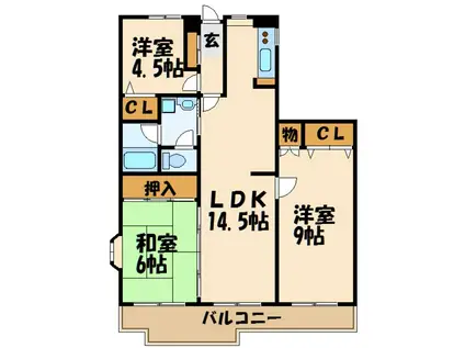 サングリーン11(3LDK/3階)の間取り写真