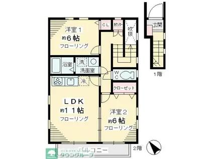 HEIM・REGENBOGEN(2LDK/2階)の間取り写真