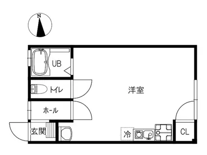 グリーンハウス(ワンルーム/1階)の間取り写真