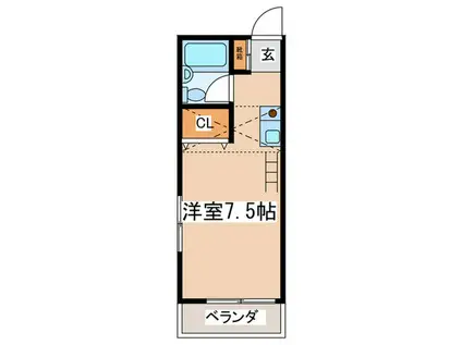 ハイツコメット(ワンルーム/2階)の間取り写真