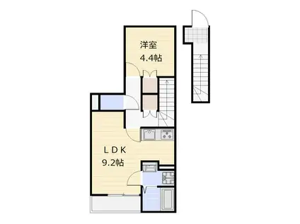FORTUNA平井 A棟(1LDK/2階)の間取り写真