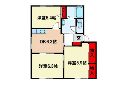 ルミエール基山(3DK/1階)の間取り写真