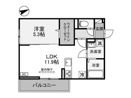 フェリーチェTAKASAKI II(1LDK/3階)の間取り写真