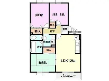 ウエストアヴェニュー(3LDK/2階)の間取り写真