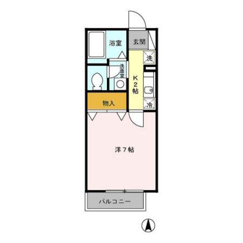 サンモールN(1K/2階)の間取り写真