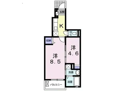 カーサユタカ(2K/1階)の間取り写真