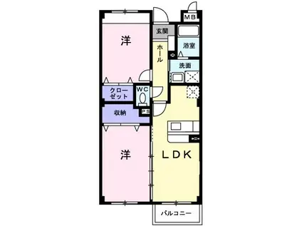 プロスペリティ・参番館(2LDK/2階)の間取り写真