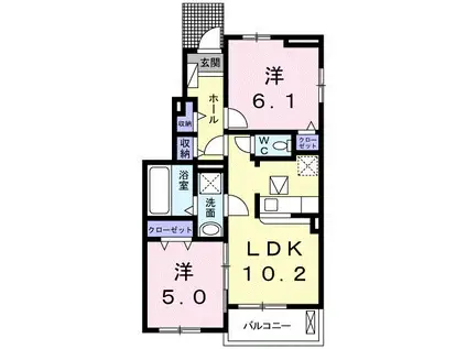 ヴラン・デュオ(2LDK/1階)の間取り写真