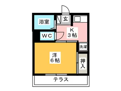 グランベール国吉田(1K/1階)の間取り写真