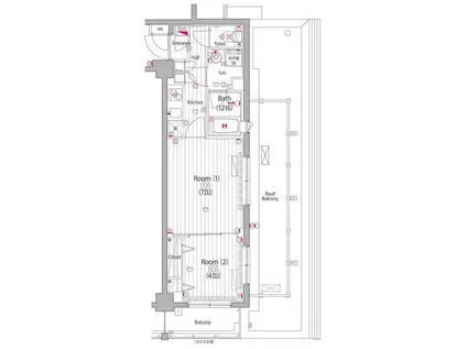 ガーラ・ヒルズ新宿(2K/4階)の間取り写真