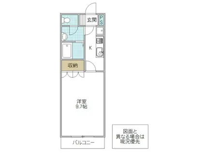 ブランヴェール(1K/2階)の間取り写真