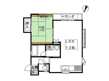 プレイスほそや(1LDK/2階)の間取り写真
