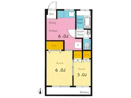 増田ビル(2DK/3階)の間取り写真