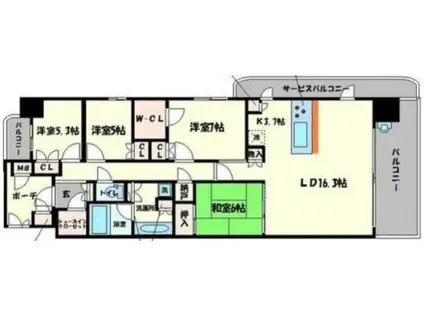 なんばセントラルプラザリバーガーデン(4LDK/21階)の間取り写真