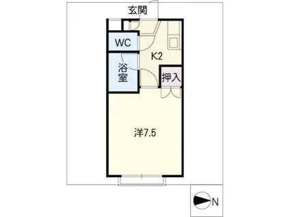 アムラックスI(1K/1階)の間取り写真