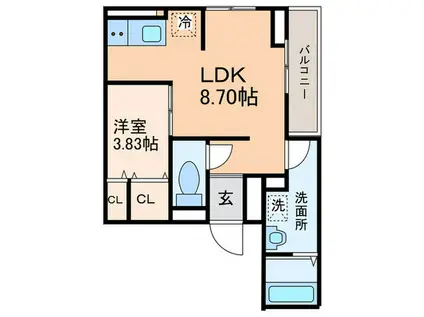 アナシエ南篠崎町II(1LDK/2階)の間取り写真