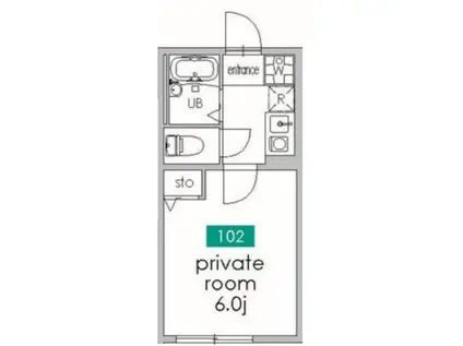 ヴィル中落合(1K/1階)の間取り写真