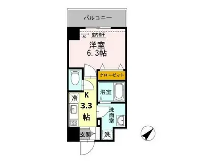 HILL FLAT OSAKI ヒルフラット大崎(1K/3階)の間取り写真
