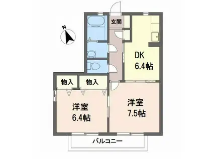エスポワールA棟(2DK/1階)の間取り写真