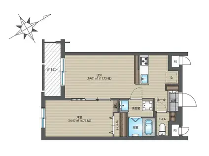 ホワイトムック(1LDK/4階)の間取り写真