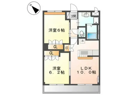 フリーデン(2LDK/2階)の間取り写真