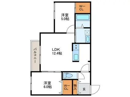 MESIG GREEN ミーシググリーン(2LDK/2階)の間取り写真