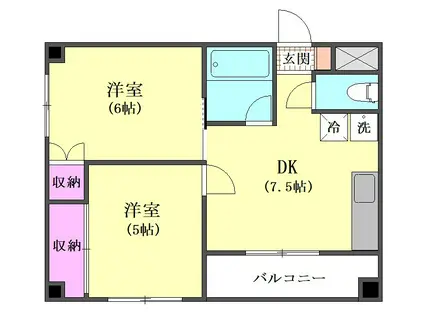 ライラックガーデン(2DK/2階)の間取り写真