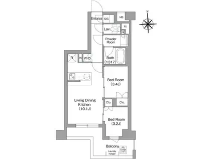 コンフォリア・リヴ大森西(2LDK/4階)の間取り写真