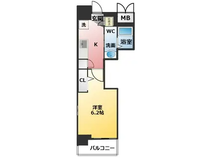 エステムコート名古屋泉プラチナムゲート(1K/4階)の間取り写真