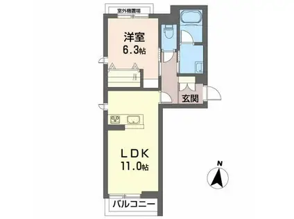 シャーメゾン ACE(1LDK/2階)の間取り写真