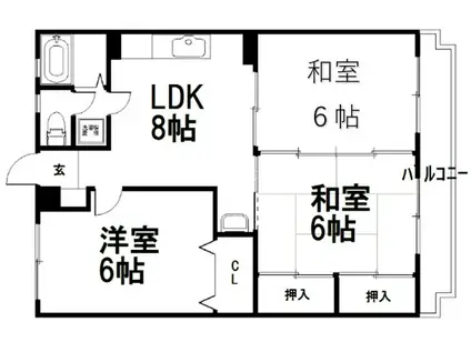 ベルヴュ宝ヶ池(3DK/3階)の間取り写真