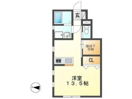 エスペランサ八幡(ワンルーム/1階)の間取り写真