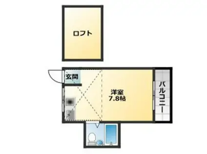松野コーポB棟(ワンルーム/3階)の間取り写真