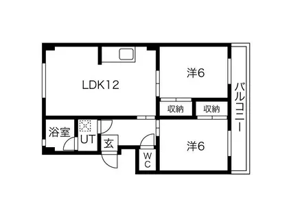 あかめコーポ(2LDK/2階)の間取り写真