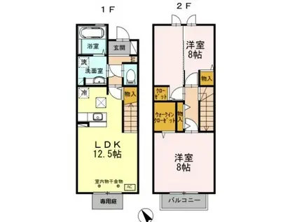 ボヌール・ミナミ(2LDK/1階)の間取り写真