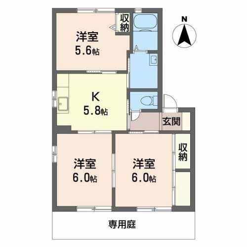 ハピネスAB(3K/1階)の間取り写真