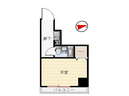 サンウィスタリア(1K/4階)の間取り写真