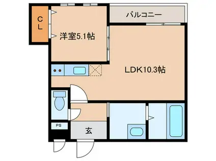 フジパレス塚口V番館(1LDK/1階)の間取り写真