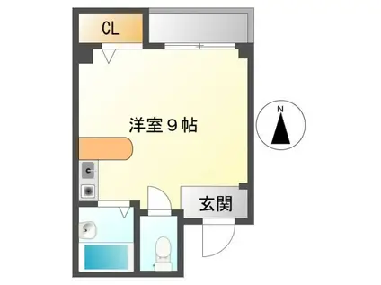 千里山弐番館(ワンルーム/3階)の間取り写真