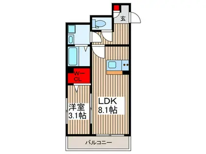AURORA ARC(1LDK/1階)の間取り写真