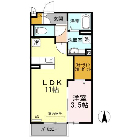 シンシア(1LDK/1階)の間取り写真