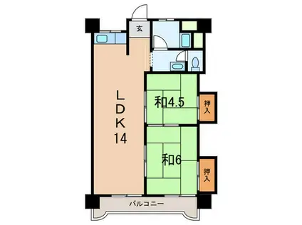 ガーデンハイツ魚崎(2LDK/2階)の間取り写真