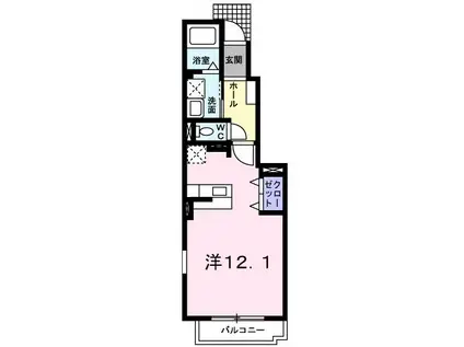 ジェントリー壱番館(ワンルーム/1階)の間取り写真