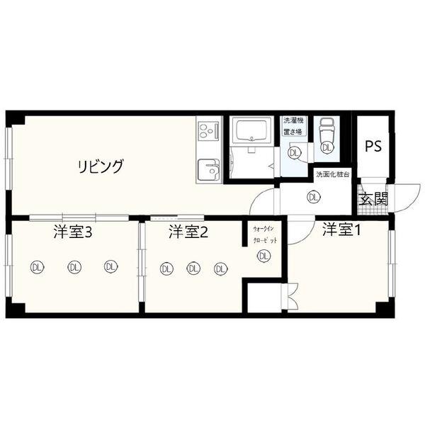 栄町スクエアビル(3LDK/5階)の間取り写真